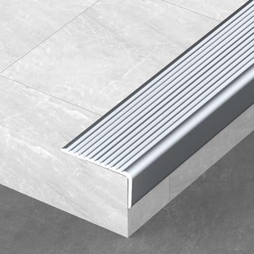 HJXGQJM L-FöRmige Stufenkantenstreifen, Aluminium Treppenstufen Übergangsprofil Wasserdicht Treppenschutzgitter Abschlussprofil,Verschleißfest Stufenkantenprofil(Grey,30x20mm)