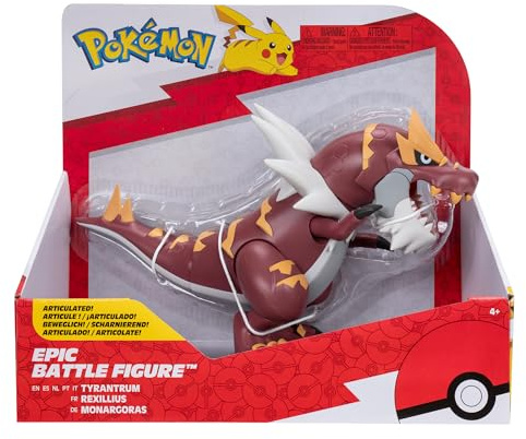 Pokémon Figura de acción épica Tyranturm - Figura de acción épica articulada de 30 cm con Vitrina