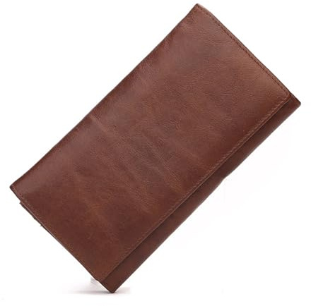 LVUNZJCA Herren Geldbörse Leder Geldbörse Lange Vintage Leder Geld Clip Herren Geldbörse Casual Clutch Kartenhalter