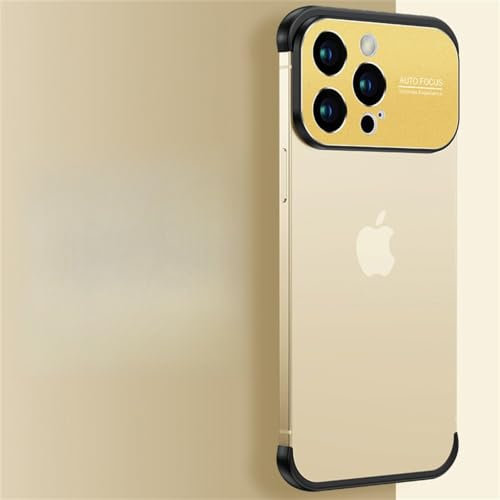 VIPAVA Étui de Protection d'angle de Protection d'objectif de Grande fenêtre pour iPhone 14 13 Pro Max Couverture de téléphone en métal givré Antichoc pour iPhone 13 14 Pro, Or, pour iPhone 11 Pro