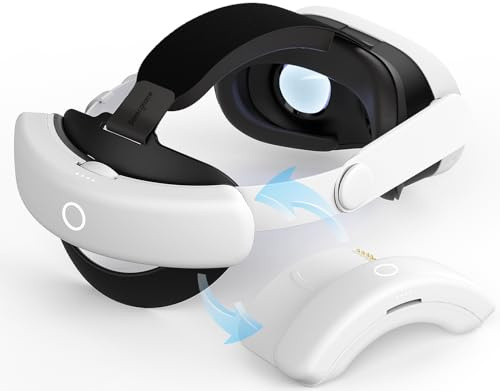 Sonicgrace S3 Duo Kompatibel mit Meta Quest 3/3S Head Strap mit (2X8000mAh) Akku, 2 Ersatz Akkupack mit Magnetisches Ladedock, Verstellbarer Komfort VR Elite Strap Ersatz für Quest 3/3S Zubehör