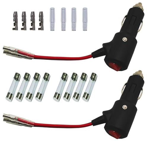 GTIWUNG 2 Pezzi Spinotto Presa Accendisigari Auto con interruttore, 12V Auto Accendisigari Cavo, Maschio Presa Accendisigari Adattatore con 12CM 14AWG per Auto,SUVs