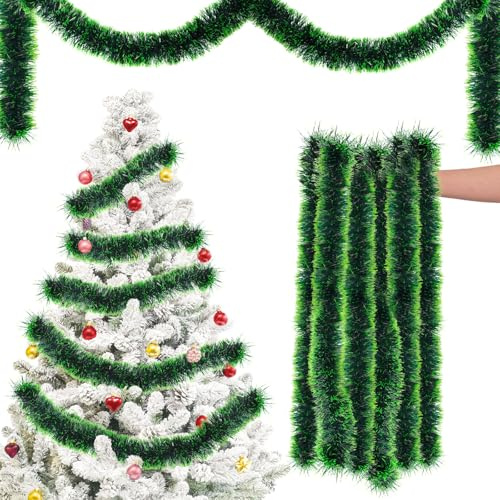 10M Weihnachtsgirlande, badaren Girlande für Weihnachtsdeko, Tannengirlande für Weihnachten, Weihnachten Deko, Grün, für Treppe, Kamin und Party