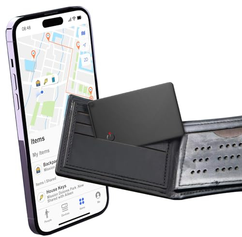 Ucani Dünne Wallet Tracker Karte, Wiederaufladbarer Geldbörsenfinder, Find My (nur iOS), Geldbeutel Handy Tracker, IP67 Wasserdicht, Gegenstandsortierer für Gepäckanhänger, Koffer, Telefon
