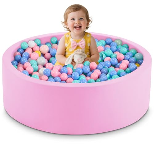 Aunekiv 89 cm x 30 cm skumbollsplåt för småbarn, baby runda bollar pool för spädbarn 1–3, barn lekbollhav idealisk present för pojkar och flickor, bollar ingår inte, rosa