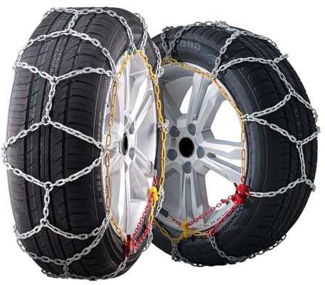 VEVOR Snow Chains, Manganese Alloy Steel Emergency Traction Tire Chains, 2PCS Cable Tire Chains for Cars, Pickups, SUVs, and Trucks, Silver