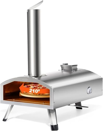 30,5 cm tragbarer Holzofen – Edelstahl-Pellet-Pizzaofen mit drehbarem Stein für Outdoor-Kochen, Hinterhof und Camping