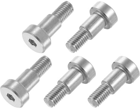 sourcing map 6Pcs 304 Stainless Steel Shoulder Bolt 12mm Shoulder Dia 12mm Shoulder Length M8 Thread Hex Socket Shoulder Bolts for Textile Hydraulic Injection Molding Machinery Industries