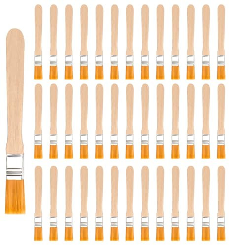 40 Pcs Pinceau Peinture en Bois avec Poils en Nylon - Petit Pinceau Plat pour Acrylique, Patisserie, Bricolage, Murale, Nettoyage, Colle et Gesso