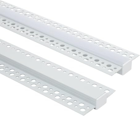 LEDKIA LIGHTING Perfil Aluminio Integrado en Escayola/Pladur para Tira LED hasta 15 mm Blanco 2 m Blanco traslúcido