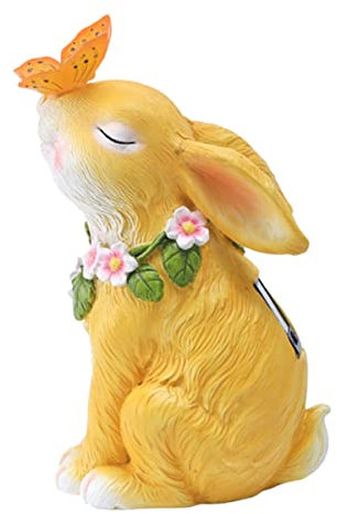 Happyyami Lampe Solaire De Jardin Forme De Lapin Statue Décorative Résine Lampe De Jardin LED