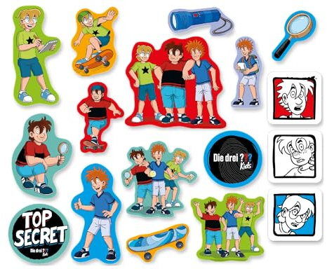 51-teiliges XXL-Konfetti-Set * DIE DREI ??? KIDS * als Deko für Kinderparty und Kindergeburtstag | 3 Fragezeichen Tischdeko Streudeko Kinder Detektive Party Set