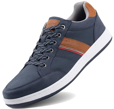 LANGDU Herrskor, sneakers, promenadskor, stad, casual, fitness, kort tennis, utomhus, affärsskor, storlek 41–46 EU, Blå 30, 43 EU