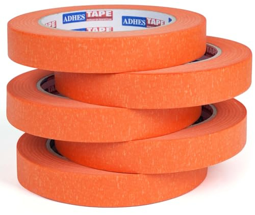 ADHES 5 Rouleaux Ruban De Masquage Peinture 18MM X 50M Orange Multi | Surfaces Ruban AdhéSif à Usage GéNéRal Pour La Protection Des Surfaces Lors De Travaux De DéCoration