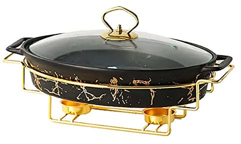 Chafing Dish Buffet Set, Ceramics Chafer with Imitation Marble Finish, For Buffet Weddings, Parties, Banquets, Catering Events Chafer and Buffet Warmer Set