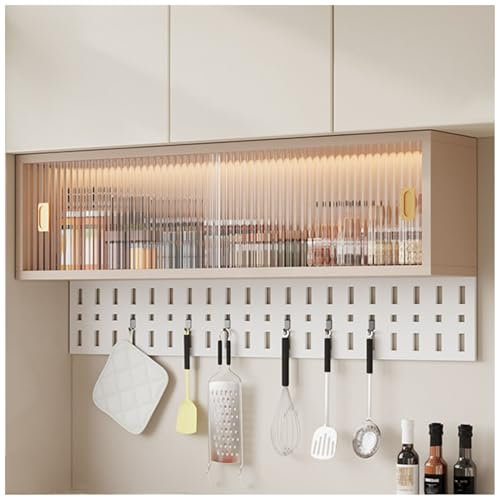 Armoire de Rangement Murale pour Cuisine, Placard, Garde-Manger, Buffet avec Portes vitrées, Armoire Flottante pour boîte à Pain de Bureau, Armoire médicale Suspendue pour Salle de Bain