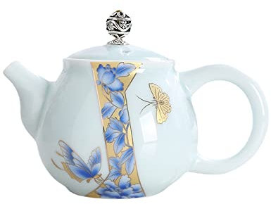 Teiera in ceramica - Set fatto a mano per uso domestico Lotus 220 ml Teiere in porcellana cinese Xishi con filtro a foro Bollitore portatile da viaggio Stile B Dimensioni universali (colore: AS (stil