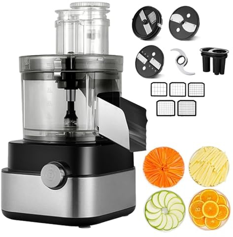 Cortador de verduras eléctrico profesional de 5 cuchillas: motor de 600W, gran capacidad de 5 L, velocidad ajustable para cortar, picar, triturar y moler. para cocinas comerciales y uso doméstico