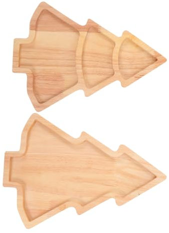 MUCKLILY Lot De 2 Plateaux De Noël En Bois Plateaux De Service En Forme D'Arbre Assiettes Décoratives Pour Apéritifs Fromages Biscuits Sandwichs Desserts Collations Planches