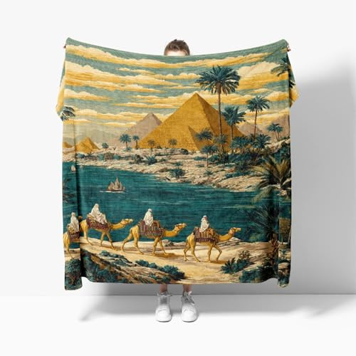 Coperta Pile 100x130 cm Cammello Del Deserto Coperta Plaid Pile Divano Blanket in Flanella, Scenario Mondialele Coperta Letto Bambini Calore Morbida, Coperta Leggera Per Campeggio e Viaggi