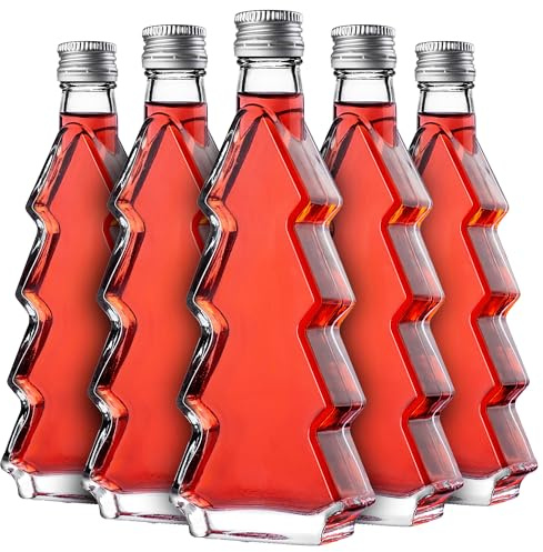 KADAX Set di 5 bottiglie in vetro 200ml con tappo a vite – bottiglie vuote da riempire per liquore, grappa, olio e aceto, conservazione alimentare