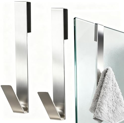 aieieii 2 PCS Shower Hooks for Inside Shower, Aesthetic Radiator Hooks for Towels, Durable Bathrooms Bath Towel Towel Rail Detachable, Suitable for Frameless Glass Doors in Bathrooms