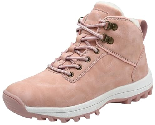 Generiska snöstövlar män varma, sportskor män vinter, vintersko med snörning utomhusskor halkfria fritidsskor andningsbara sneakers dämpning bekväma joggingskor för fitness, ROSA, 39 EU