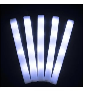 10/20 Bastoncini Luminosi in Schiuma LED Bianchi, Bastoncini Luminosi in Schiuma da 48 cm con luci Lampeggianti Che Si Illuminano al Buio, Articoli for Feste(White,10pcs)