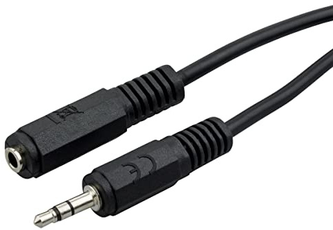 ecabo 10024 Stereo Audio Klinken-Verlängerung 3,5mm Klinken Stecker auf 3,5mm Klinken Buchse – AUX-Kabel – Verlängerungskabel – für Autoradios, MP3-Player, Receiver, Computer, Laptops, 5,00m, schwarz