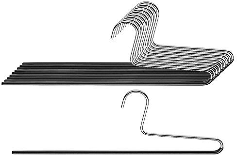 10 x Anti-Rutsch Metallkleiderbügel, Hosenkleiderbügel,schwarz, MAWA KH 35