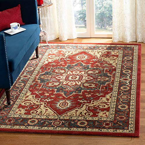 Safavieh Mahal Collection MAH698Q Traditioneller orientalischer Teppich, Nicht fusselnd, 2,9 x 30,5 cm, Rotcreme