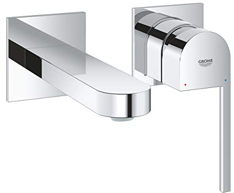 GROHE Plus 2-Hole Basin Mixer, Wall-Mounted, M-Size Water-Saving Tap in Chrome Finish 29303003