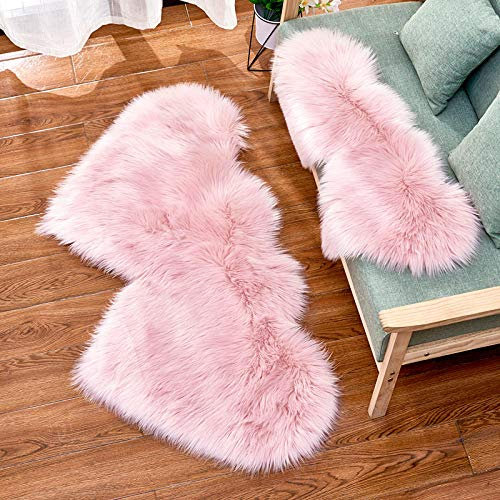 WIONE Faux Lammfell Teppich Shaggy Kunstfell Schaffell Lammfellimitat Teppiche Longhair Fell, Universal für Wohnzimmer Schlafzimmer Kinderzimmer Esszimmer Auto Bettvorleger Sofa Matte 60 * 120cm