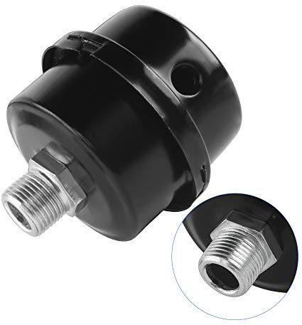 Luftkompressor Schalldämpfer 3/8 16MM Gewinde Luftkompressor Filter Schwarz Metall Ansaugfilter