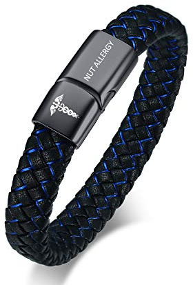XUANPAI Free Custom Engraving Handmade Braided Bangle Leather Emergency Medical Alert ID Bracelets for Men