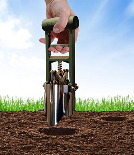 Dirt Snatcher – Forest Green Bulb Planter Tool for Planting Bulbs - 3 Finger Pull Soil Grabber for Digging/refilling Hole - Tapered Blade Edges - for Planting Tulips, Daffodils & Others a Like