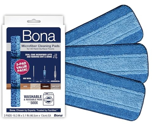 Bona Wischpad 3er Set für Spray Mop, Mikrofaser Ersatzpad, Ersatzbezug