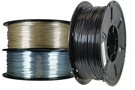 3 er Set PLA+ Shiney Silk 1,75mm 3D Drucker Filament 3 x 1kg = 3kg Pyrit Gold/Silicium Silver/Black Pearl