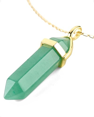 LAVISA Obelisk Edelsteinkette Gold, Anhänger, echte Kristall kette, Halskette, Rosenquarz, Amethyst, Naturstein - 55 + 5 cm