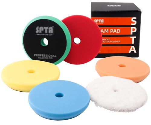 Lucidatura Pads, SPTA 5Pcs 5 Pollice (125mm) Flat Buffing Sponge Pads Taglio Lucidatura Pad Kit Per Car Buffer Lucidatura Compounding, Lucidatura e Ceratura