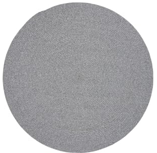Outdoor & Indoor Teppich - Umkehrbar - Flachgewebe Sisaloptik - Wetterfest - Wohnzimmer Balkon Küche - Handgearbeitet - Modernes Boho Jute Stil - Silber - Ø120cm Rund