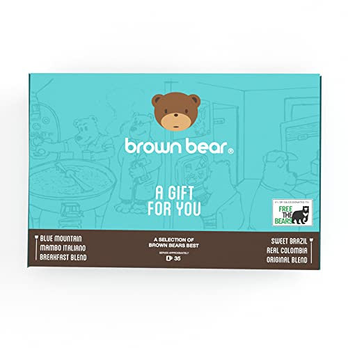 Coffee Beans Gift Set - Taster Set For Coffee Lovers - 6 Brown Bear Blends In 1 Selection Pack - Thank You Gift For Men and Women - Light Medium Dark Roast