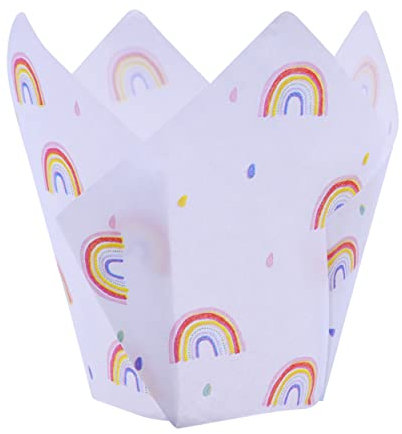24 PME Caissettes à muffins en forme de tulipe, Arcs-en-ciel