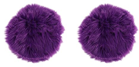 Fuzzbat 2X Schaffell Kunstfell 30x30cm Flauschig Weich Longhair Kissen Stuhl Sofa (Rund Lila)