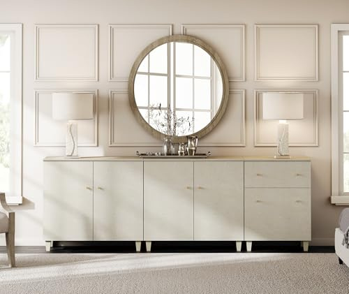 WAMPAT Dresser Chest with 1 Drawer and 5 Doors for Bedroom, 3-in-1 Modern Beige Wood Closet Storage Organizer with Adjustable Shelves for Kids Room, Nursery, 94.4x15.3x32.4, 2 Packs