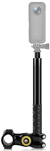 Namolit Moto Vélo Selfie Bâton Guidon Support de Caméra 27.9cm-113.5cm Longueur Réglable avec Remplacement de Vis 1/4 Pouce pour INSTA360 X2/X3