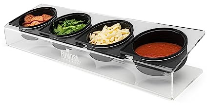 FUMOSA Pizzateig- & Zutatenbehälter POMPEY aus Silikon (4 Stk.) | Flexibel und antihaftend, 4x Silikonbehälter + 1x Pizzastation, Pizzaballen-Box, Teigbox