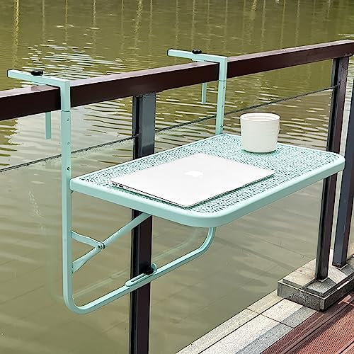 Balkonhängetisch Klappbar Wandklapptisch Hängetisch Balkontisch Klapptisch Geländer Balkon Tisch Höhenverstellbar Viereckig Terrasse Metall BalkontischKlapptisch Eckig Stahlgestell ( Color : Green )