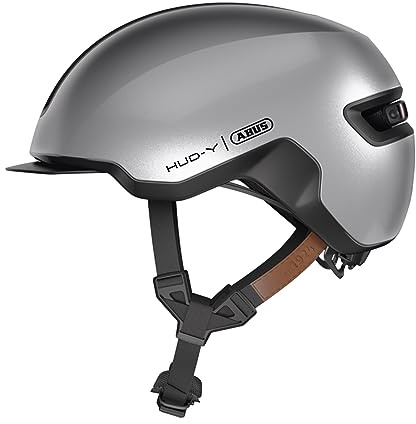 ABUS Urban Helmet HUD-Y - med magnetiskt, uppladdningsbart LED-bakljus & magnetfäste - cool cykelhjälm för vardagsbruk - för män och kvinnor