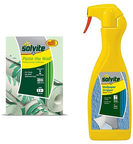 Solvite Paste the Wall 10 Roll Dec Box Ref Solvite Ready to Use Wallpaper Stripper - 1 L, Green/Yellow